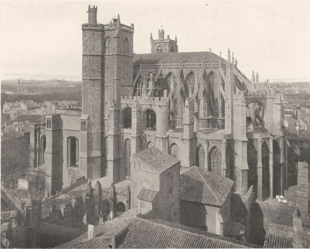 AUDE. Narbonne- Cathédrale 1903 old antique vintage print picture